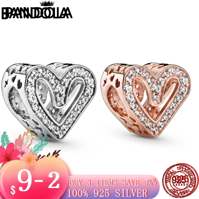925 пробы серебро и золото Цвет сверкающие руки сердце Очаровательные бусы