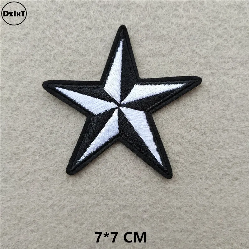 1-PCS-H-284 46 стилей на выбор) черно-белые нашивки с вышивкой для футболки с утюгом в полоску Одежда для Аппликации Наклейки для одежды значки - Цвет: 1-PCS-H-284