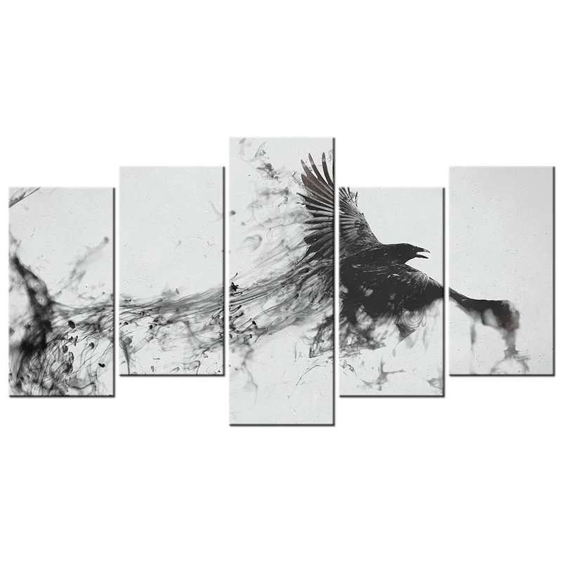 Black White Animals Art Flying Eagle Oil Painting Canvas Posters and Prints Wall Pictures for Living Room Home Decor | Дом и сад