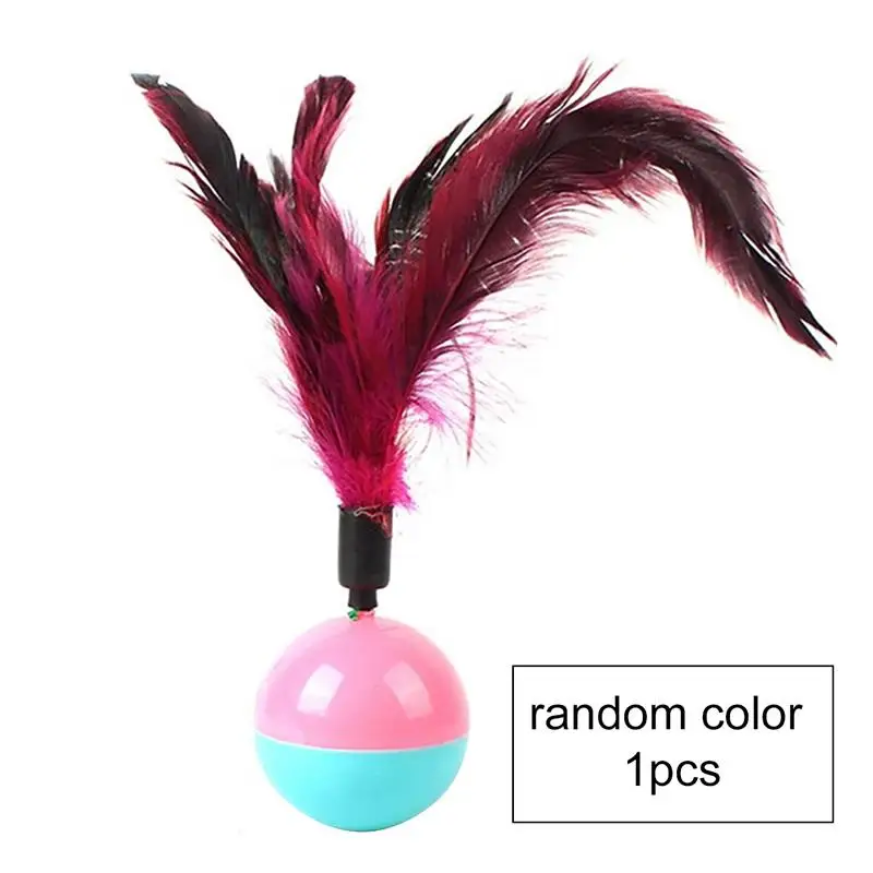 

1pc Faux Feather Ball Cat Toy Pet Accessories Interactive Cat Tumbler Toy Kitten Ball Toy Pet Supplies Random Color