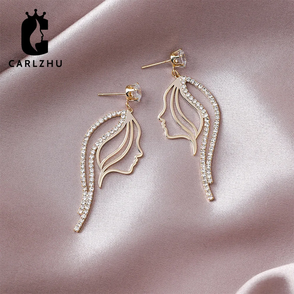 Женские серьги с цирконием и кристаллами ювелирное изделие подлинный