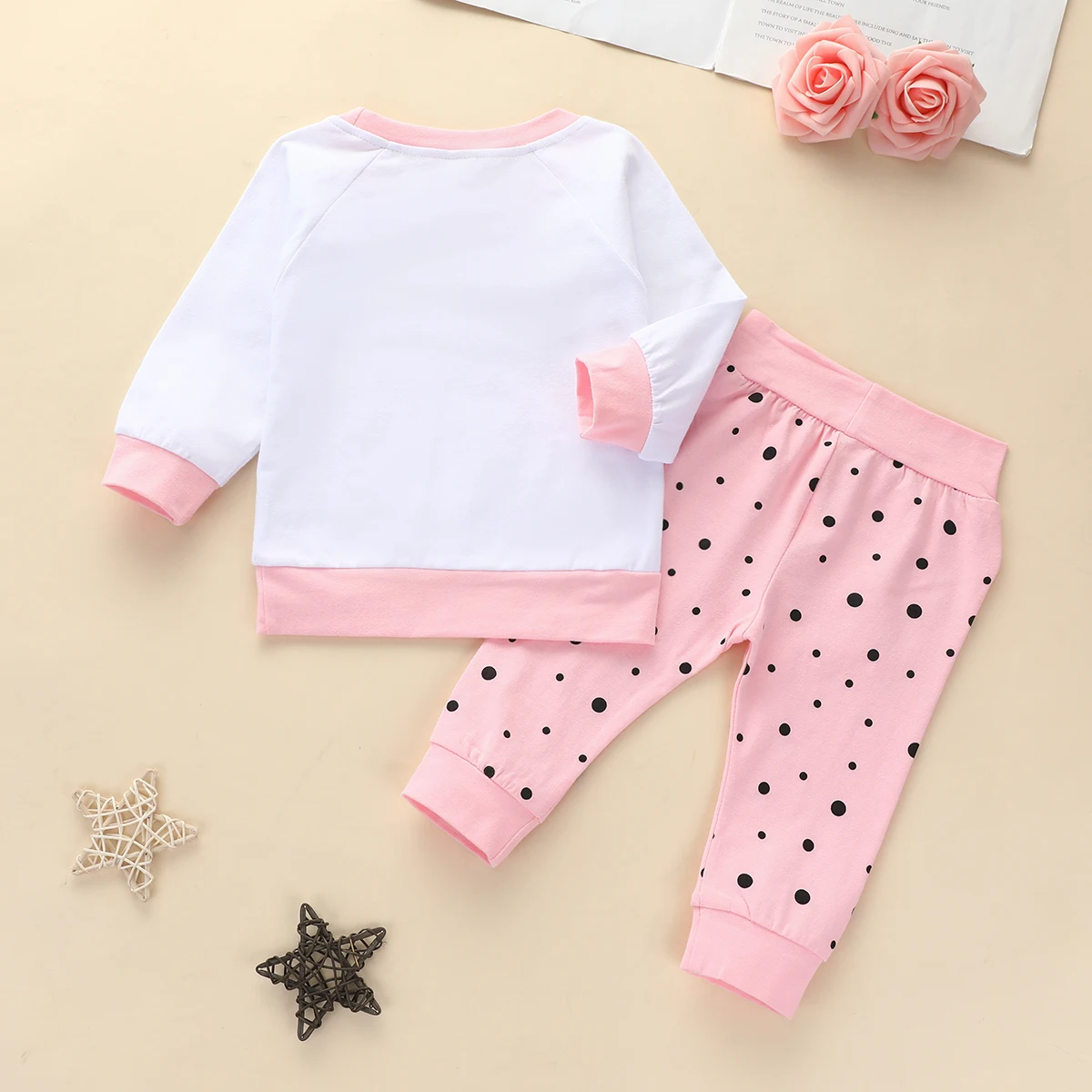 

Toddler Kids Baby Girl 0-24M clothing set Letter top Dot pant Girl Ruffle Solid Tops Pants Leggings 2pcs Outfits Clothes