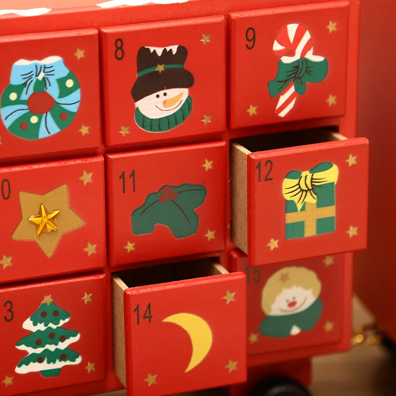 Новогодний подарок для детей деревянный красный Рождественский грузовик елка