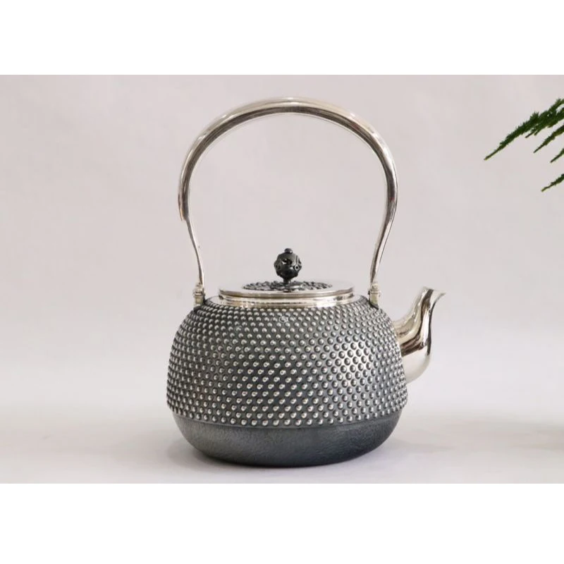 Silver pot 999 sterling silver handmade tea set Japanese retro teapot kettle home tea ceremony Kungfu tea set 1300ml