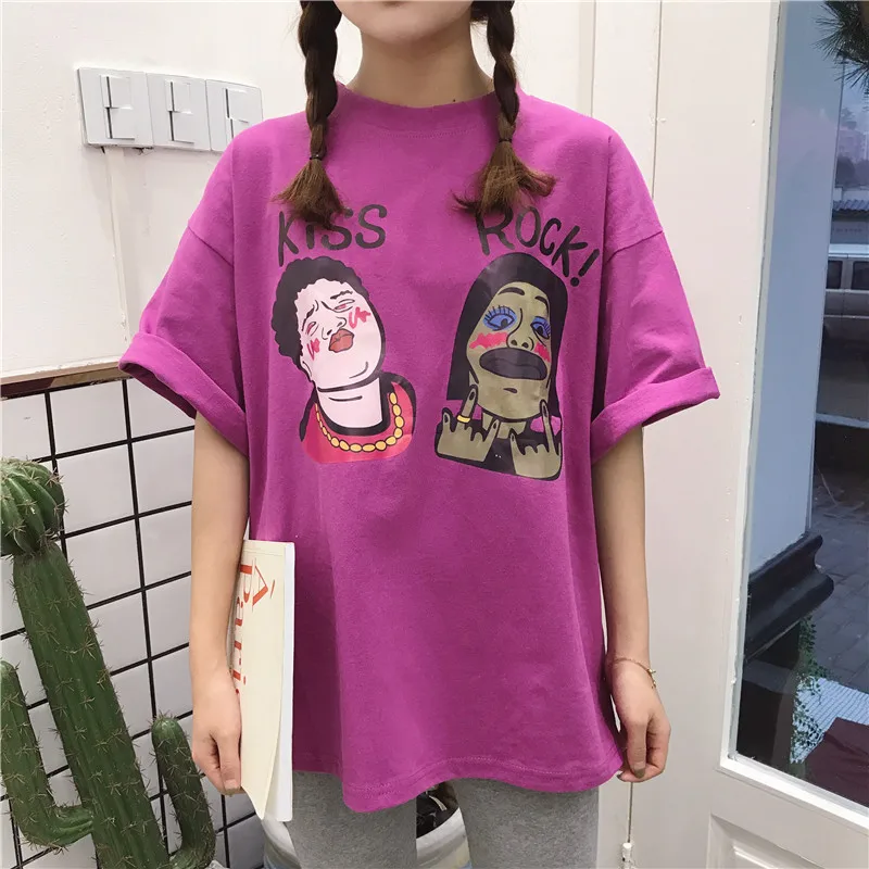 

GoneGoing M-XL 2021 Летняя женская уличная Футболка с принтом персонажа 100% хлопок свободная футболка с коротким рукавом и круглым вырезом модные ко...