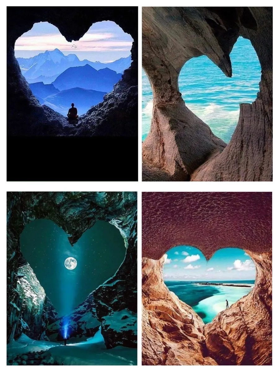 5D полноразмерная/круглая алмазная живопись сделай сам в форме сердца пейзаж