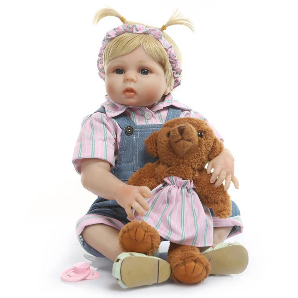 

Lifelike Silicone Girl Reborn Doll with Teat Soft Kids Accompany Dolls Reborn Baby Doll Toy for Children Brithday New Year Gifts