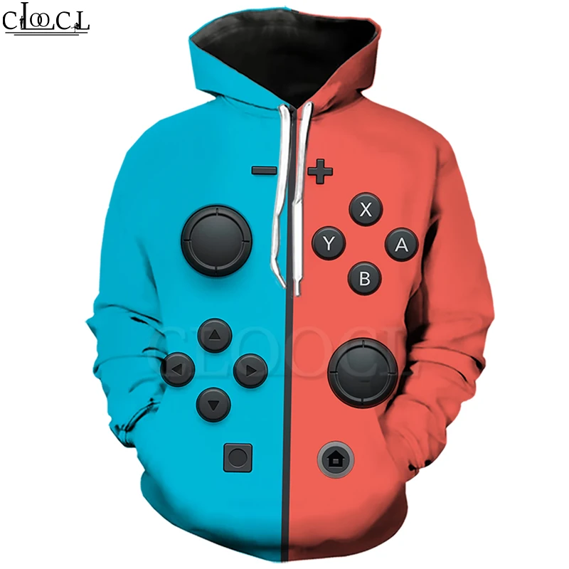 2021 модные толстовки с капюшоном и пуговицами для геймпада 3D принтом свитшот