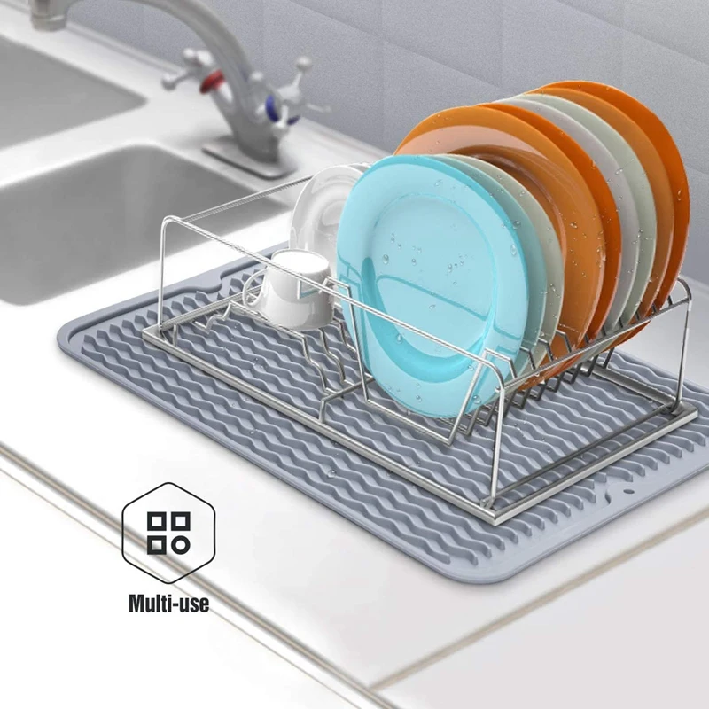 

2 Pcs Fast Drying Pad, Non-Slip Dish Drainer Mat & 1 Set 750Ml High Clear Stand Up Spout Beverage Packaging Bag