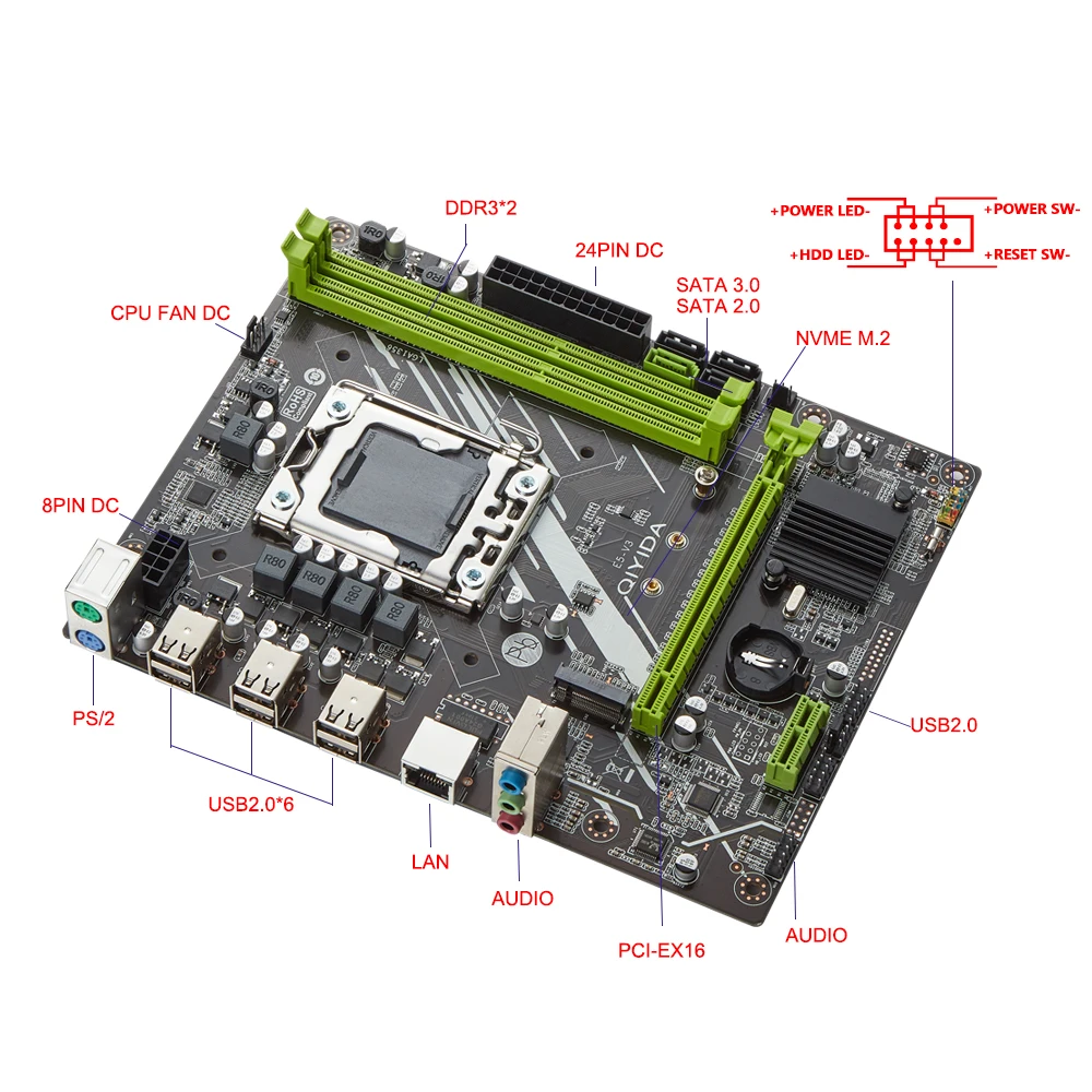 Материнская плата QIYIDA X79 LGA1356 материнская lga 1356 с поддержкой REG ECC NVME M.2 Серверная