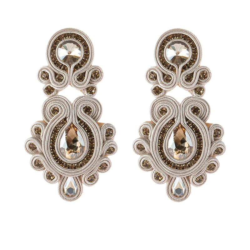 Pendant earrings 3 KPacTa индивидуальный Ретро ручной работы большой кулон серьги браслет кожа круглые женские Серьги Браслет Набор Национальный ветер подарок - Окраска металла: Pendant earrings 3