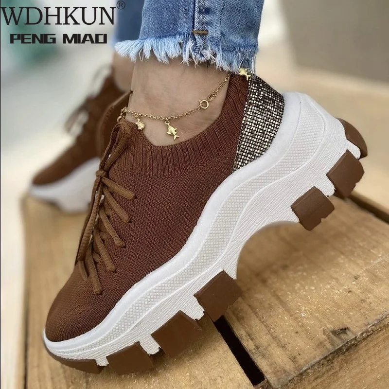 

2021 New Sock Sneakers Plaform Slip On Breathable Kniting Casual Women Shoes Good Quality Light Mesh Walking Shoes