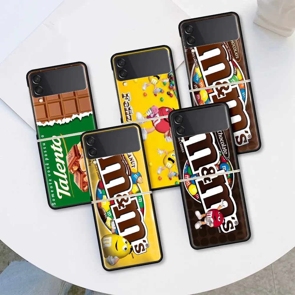 

Cell Phone Housing For Samsung Galaxy Z Flip 3 5G Case M&M's Chocolate Nutella Bottle Shell Cover ZFlip Black Hard PC Coque