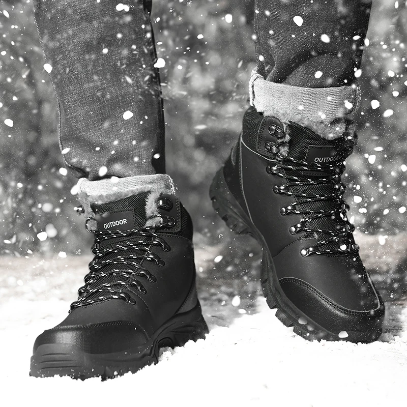 

New Arrival Men Winter Boots Waterproof Male Hiking Sneakers Outdoor Non-Slip Climbing Sports Thick Velvet Snow Walking Athletic
