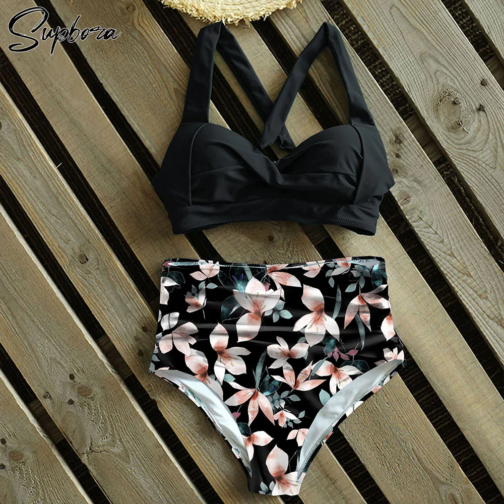 Купальник-бикини женский с высокой талией халтер пикантный купальный костюм