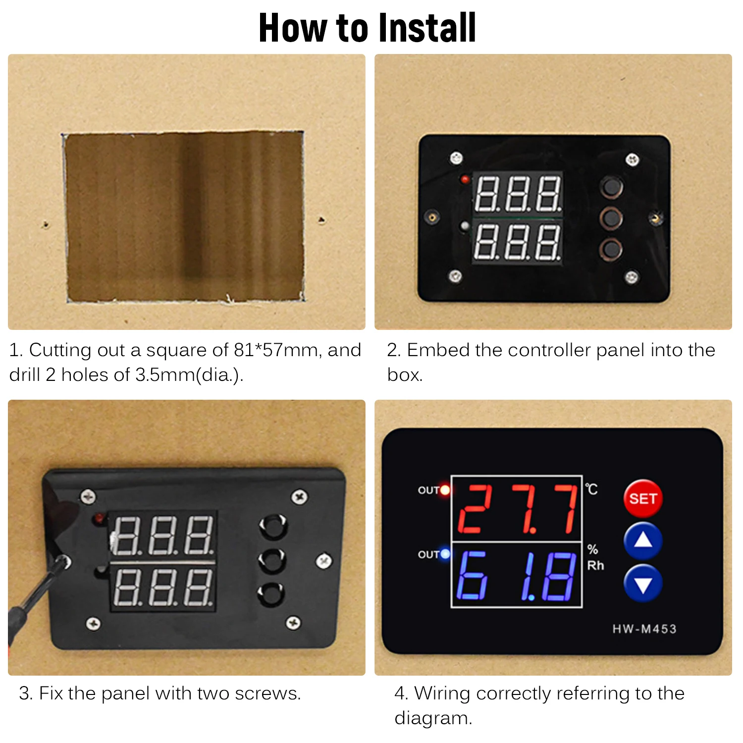

DC12/24V Temperature and Humidity Controller Dual Relay Output Digital Thermostat Humidistat Controller with Sensor Probe