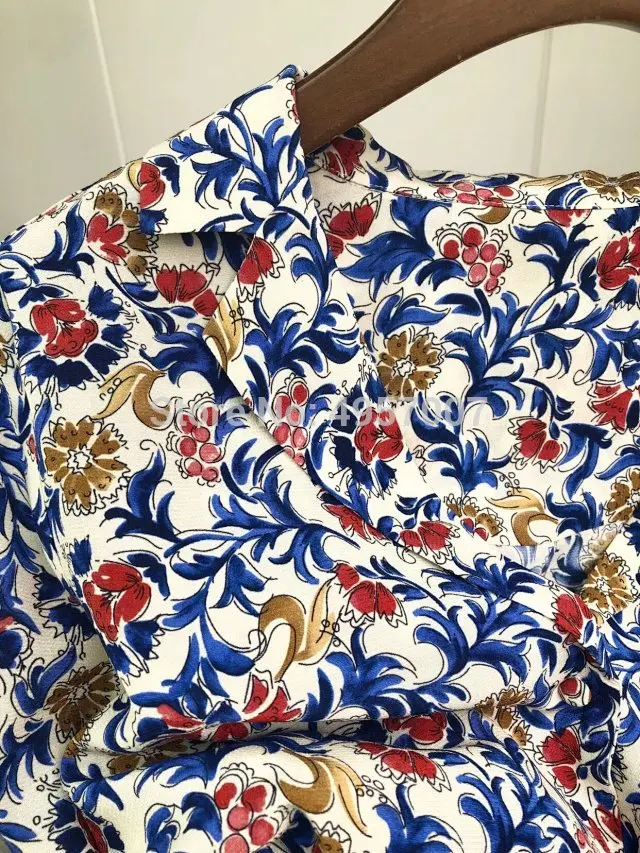 Высококачественная вискозная рубашка 100% с цветочным принтом отложным
