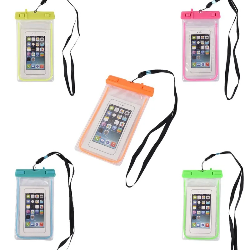 

Luminous whistle mobile phone waterproof bag drifting water supplies For iPhone 7 6S Coque Pouch Waterproof Bag Case For Swim W