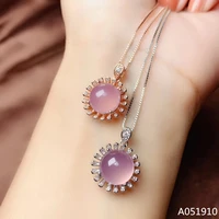 kjjeaxcmy boutique jewelry 925 sterling silver inlaid natural rose quartz ladies pendant necklace support test fashion