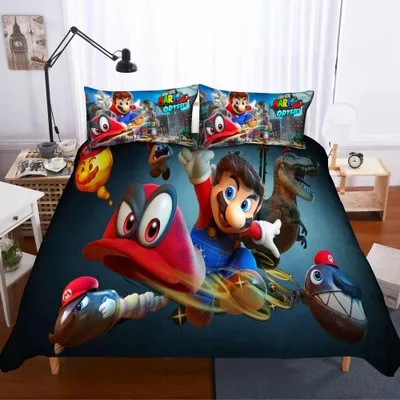 Комплект постельного белья Super Mario Bros, пододеяльники, наволочки, стеганое одеяло Mario, Комплект постельного белья s, мягкое постельное белье, аксессуары для детской спальни