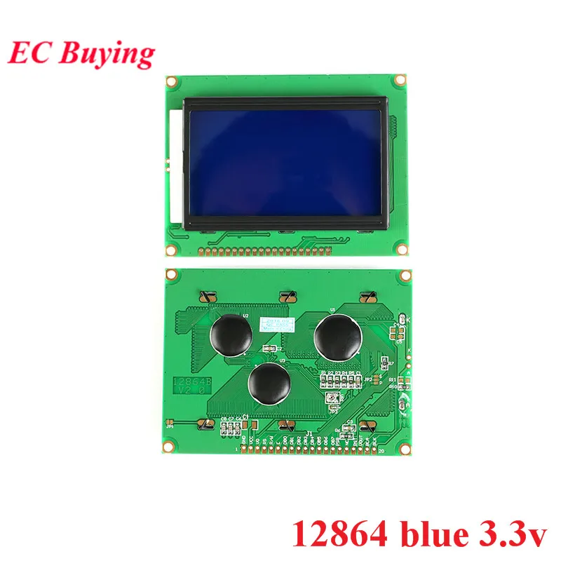 12864 blue 3.3v ЖК-модуль 1602 1602A J204A 2004A 12864 12864B T ЖК-дисплей модуль синий желто-зеленый экран дисплей IIC I2C 3,3 V/5 V для Arduino - Цвет: 12864 blue 3.3v