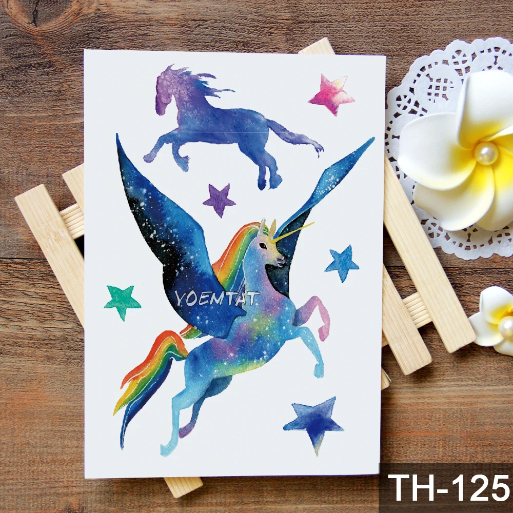 Водостойкая временная татуировка наклейка розового и синего цвета с рисунком