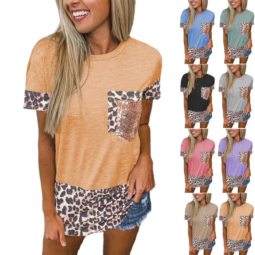 

Patchwork Graphic T Shirts Vintage Women Clothing 2021 Fashion Tops Leopard Casual Tees Summer Aesthetic Harajuku Shirt