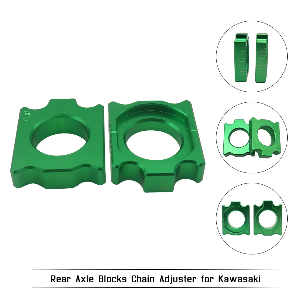 

For Kawasaki Suzuki KX125 250 KXF 250 450 KLX 450R RMZ 250 450 RMX 450Z RMZ250 03-18 Motorcycle Rear Axle Block Chain Adjuster