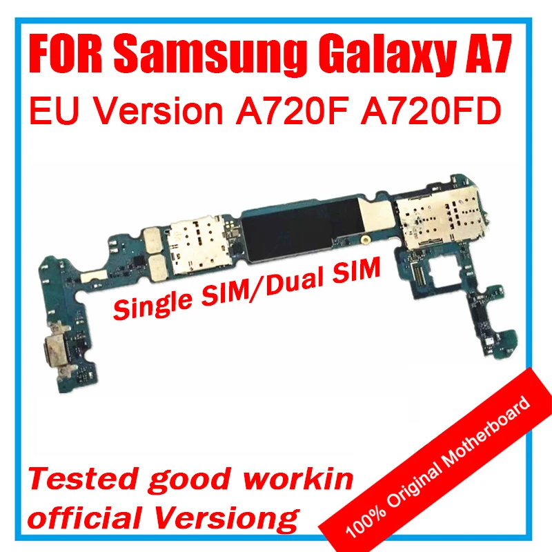 Для Samsung Galaxy A7 A720F A720FD материнская плата Одиночная/двойная Sim с полным чипом тест