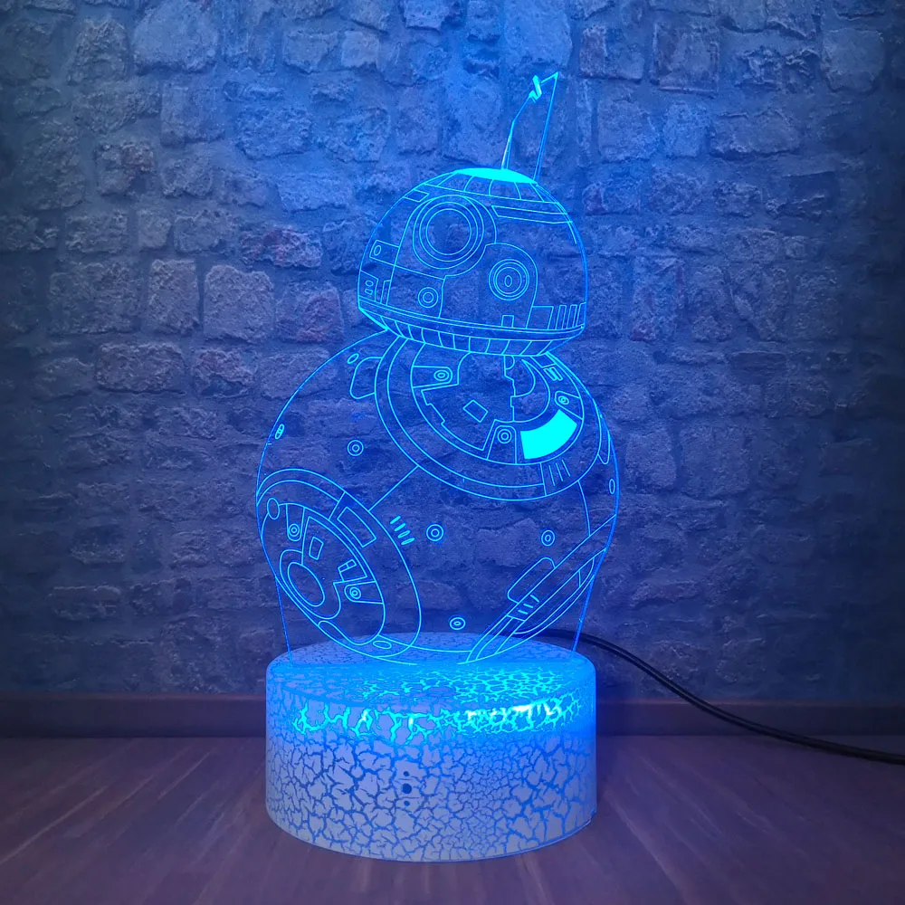 3D Звездные войны, Звезда смерти BB8 ночник 7 цветов меняющийся светодиодный настольная лампа с иллюзией для детей прикроватный Декор Usb Touch Lampara подарки