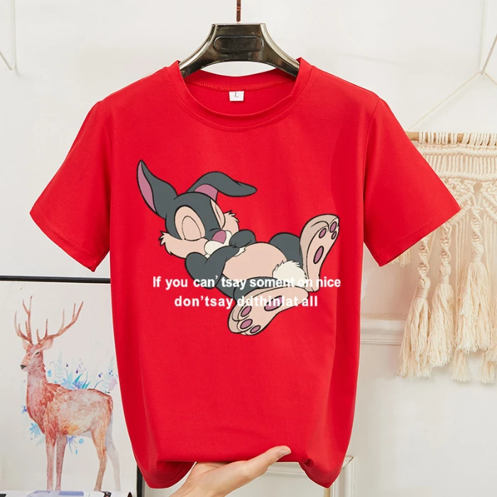 

Funny Sleeping Rabbit Summer Tshirt Women Funny T Shirt Short Halloween Cartoon Tops Tees Femme Camisetas Verano Mujer 2020