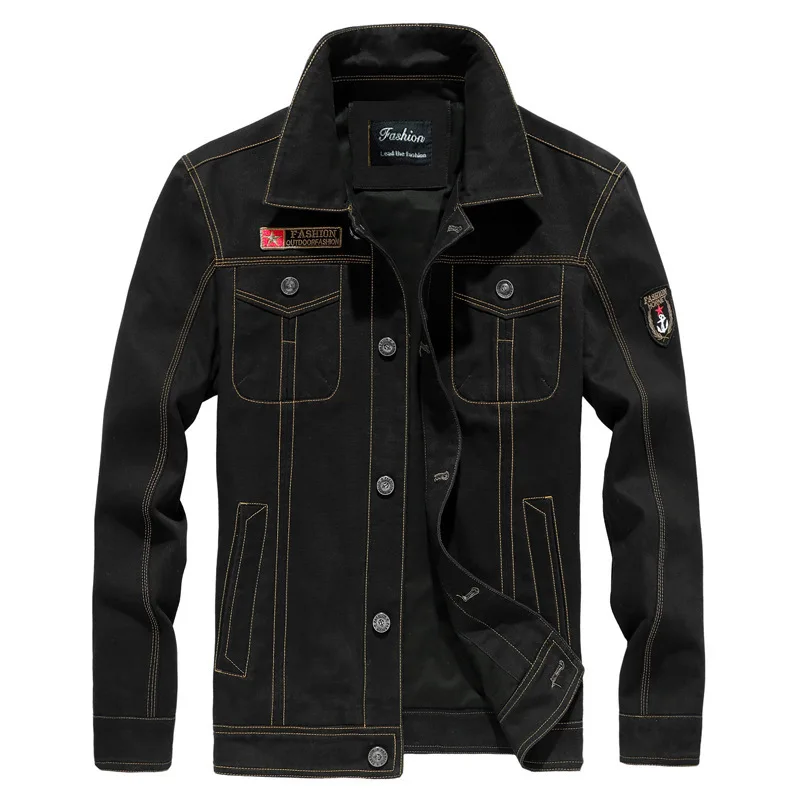 

Autumn Khaki Denim Jacket Men Outdoor Fashion Windbreaker Jeans Coat Men Plus Size 5XL 6XL Military Jeans Jacket Men