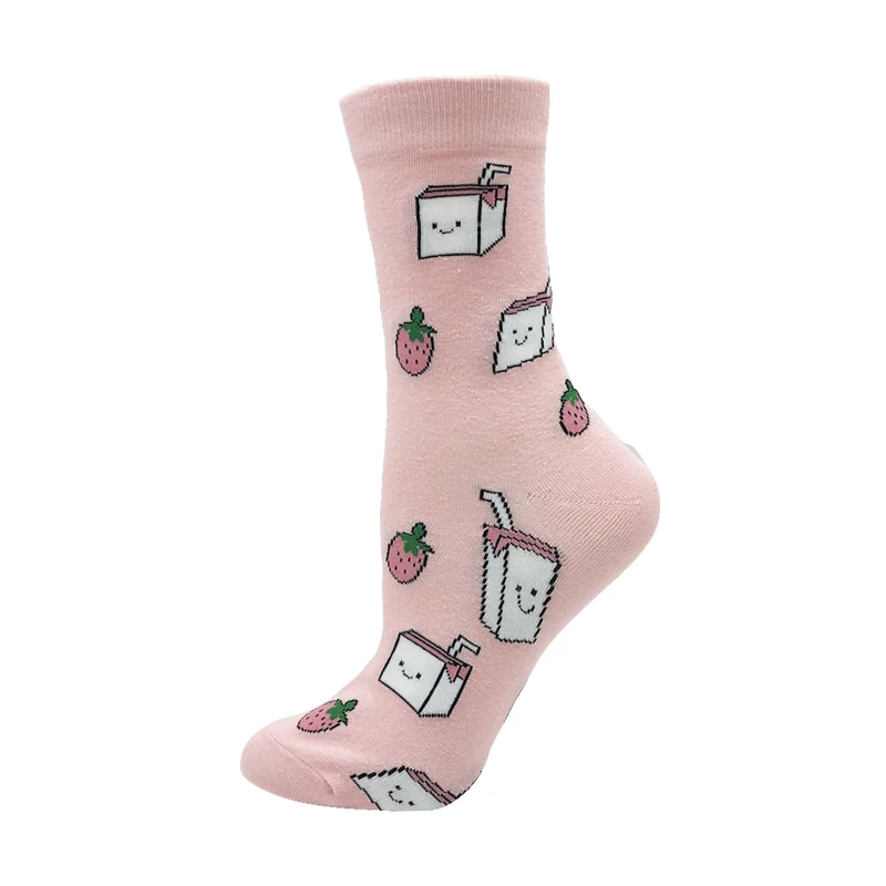 c274 VPM, цветные хлопковые женские носки Harajuku Kawaii, новинка, милые Мультяшные забавные носки с изображением мороженого, кота, радуги, единорога, черепа, динозавра, подарки - Цвет: c274