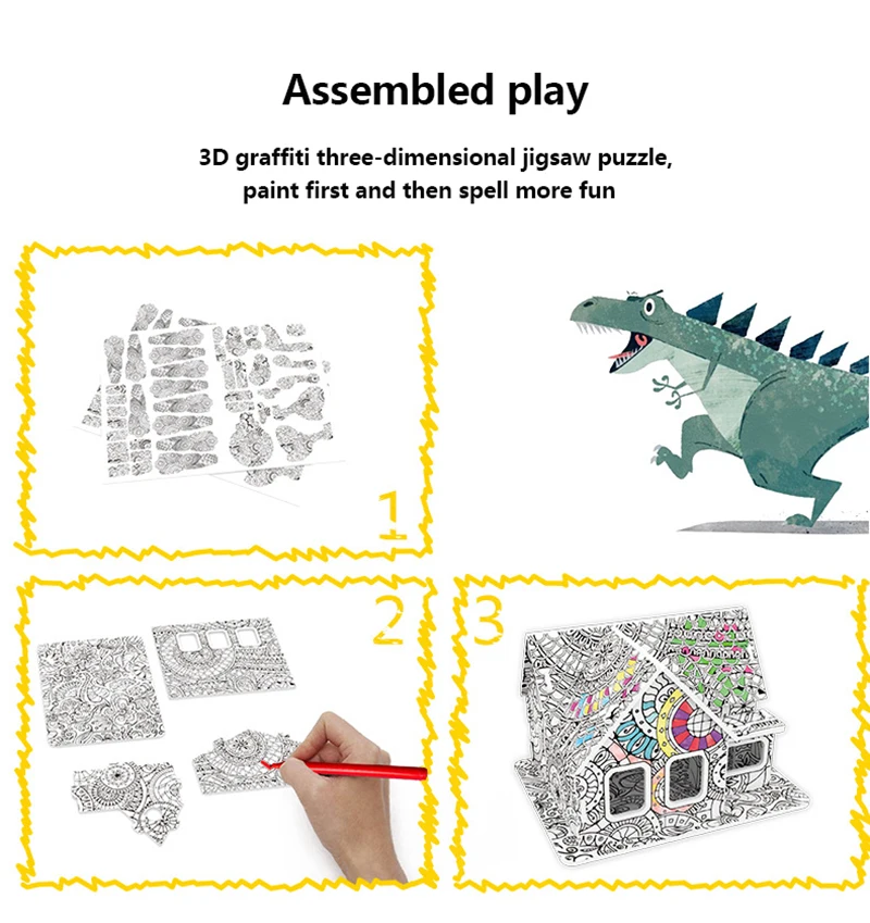 

Montessori 3D Puzzle Drawing Toy For Children Educational Games Exercise Kid Hands-On Ability Three-Dimensional Graffiti Puzzles