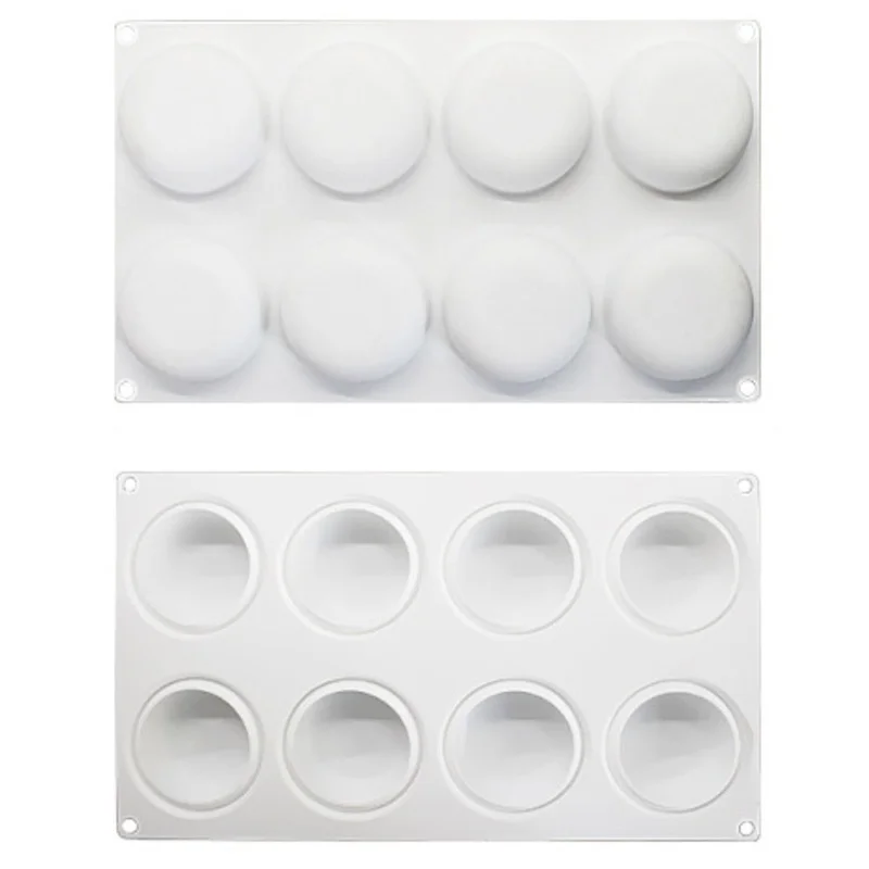 

8 Cavity Round Shape Cake Mold For Baking Dessert Ice-Creams Mousse Chocolate Truffle Candy and Gummy