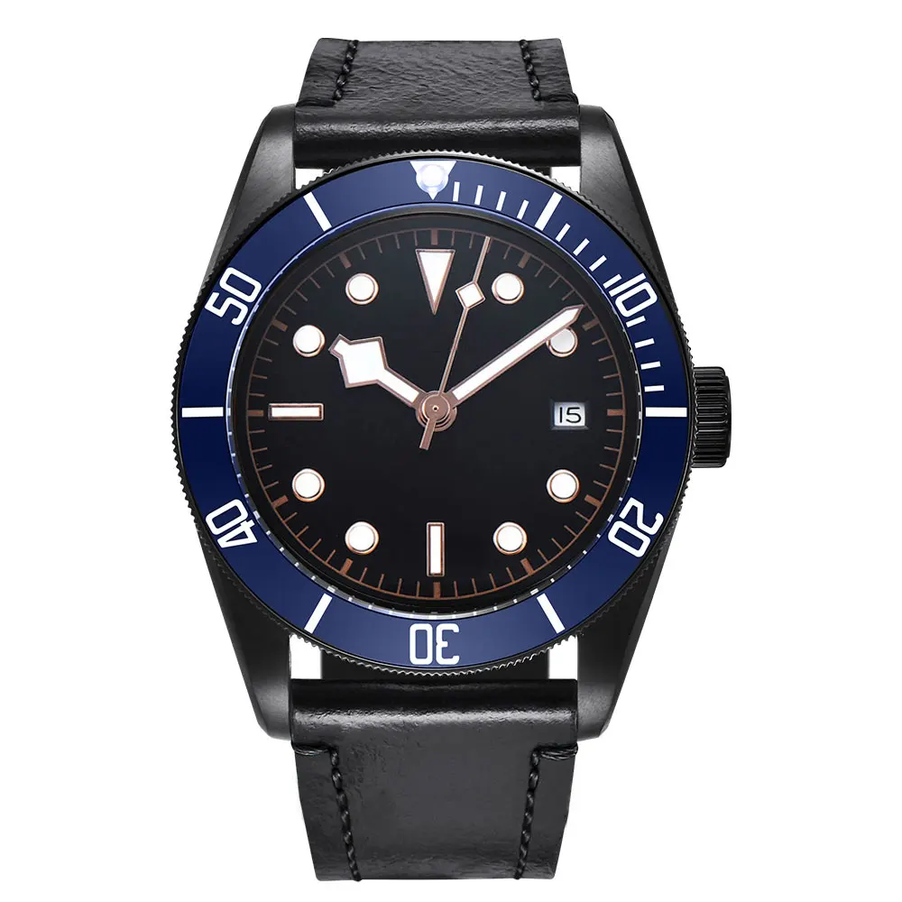 

CORGEUT Mens NH35 Watch 41mm Black Pvd Case Miyota8215 Seagull Automatic Movement Luminous Sapphire Glass Swim Deepwater