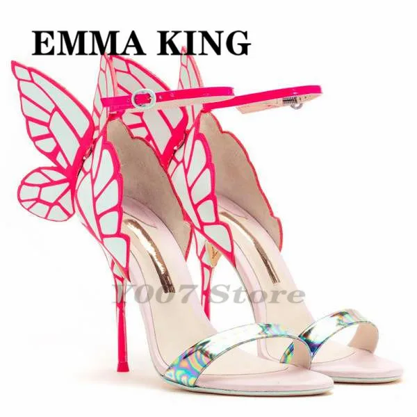 Магия бантом крылья дизайн женские туфли-Стилетто на Сандалии каблуке с ремешком