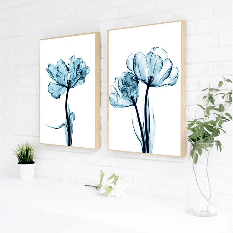 

Conisi Plant Flowers Blue Watercolor Print Canvas Painting Poster Wall Art Decoration Mural Simple Living Room Bedroom Print