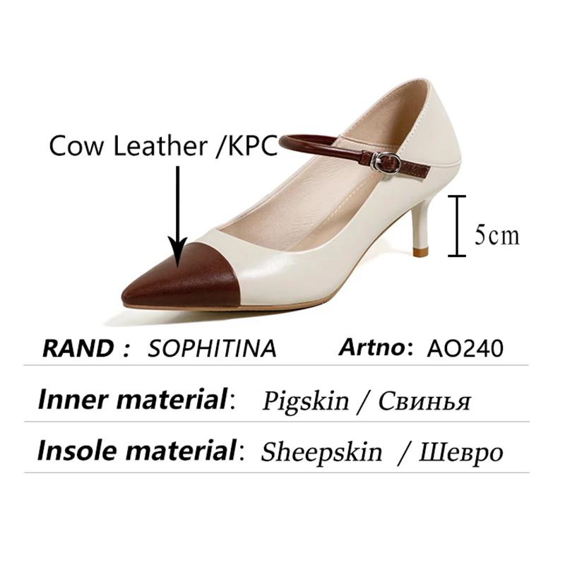 

SOPHITINA Pointed Toe Women's Pumps Retro Color Matching Word Buckle Belt Shoes Spring Autumn Handmade Office Lady Shoes AO240