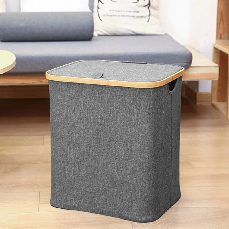 

Foldable Laundry Basket with Lid and Handle, Collapsible Dirty Clothes Storage Hamper for Bedroom Closet Clothing Organization