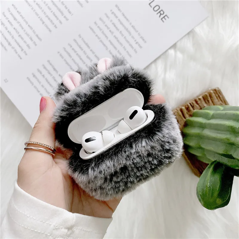 Silicone Fluffy Rabbit Ears Airpods Case - Cute Cartoon Earphone Cover for Airpods Pro/2/1 image 5