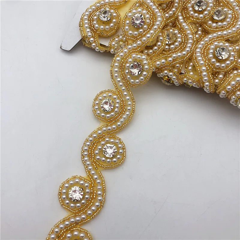4 5 метров жемчужные стразы для рукоделия аппликация из бисера на цепочке с