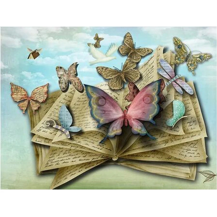 

PDMDOG Diy Diamond painting Butterfly book full Square Round Drill Diamond embroidery Animals 5D diamond mosaic needlework decor