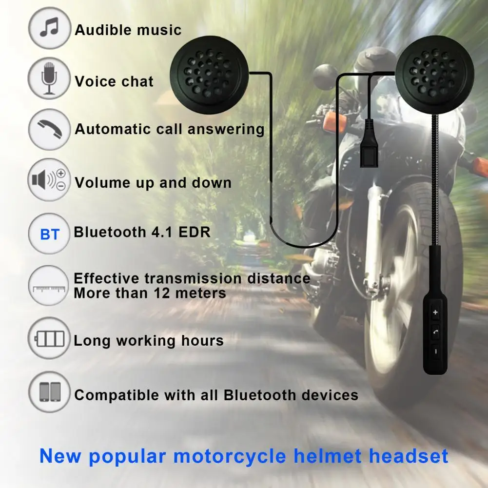 

Гарнитура для шлема, Bluetooth-совместимая с 4,0, автоматический ответ, универсальная аудиосистема из АБС, наушники для мотоцикла