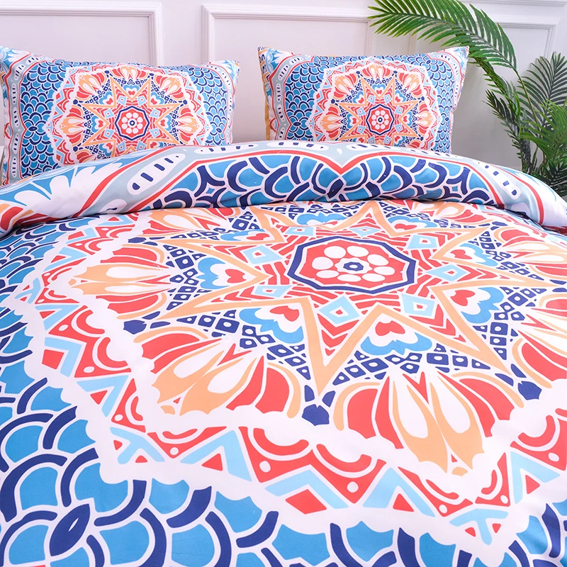 Синий Мандала шаблон 3D постельный набор цветы пододеяльник одеяла наборы