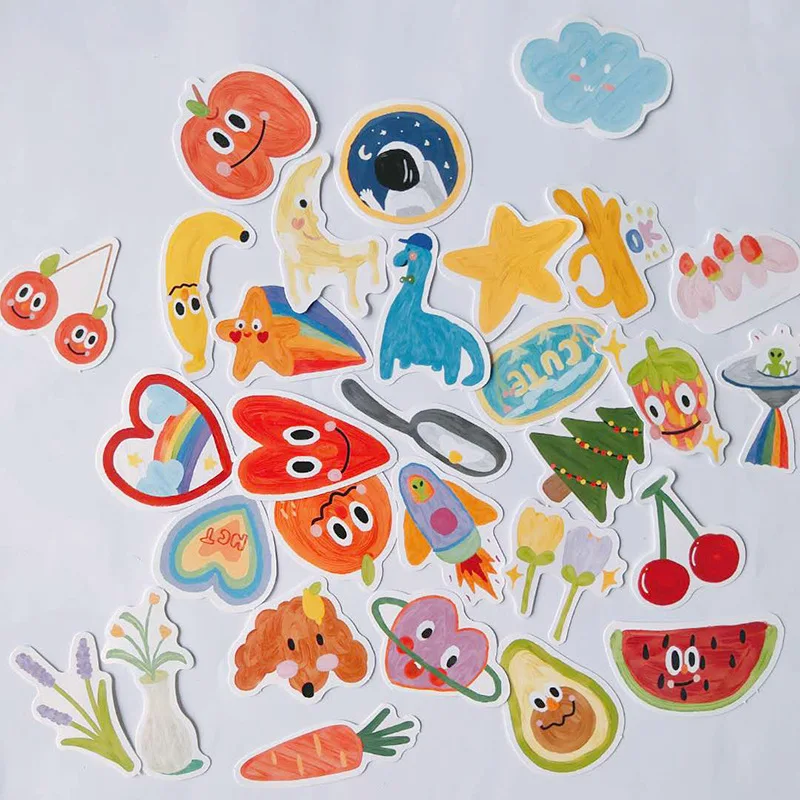 

30Pcs Cartoon Fruit PVC Sticker Kawaii Stickers Paper Adhesive Stickers For Scrapbooking Diary Photos Albums Decoration Supplies