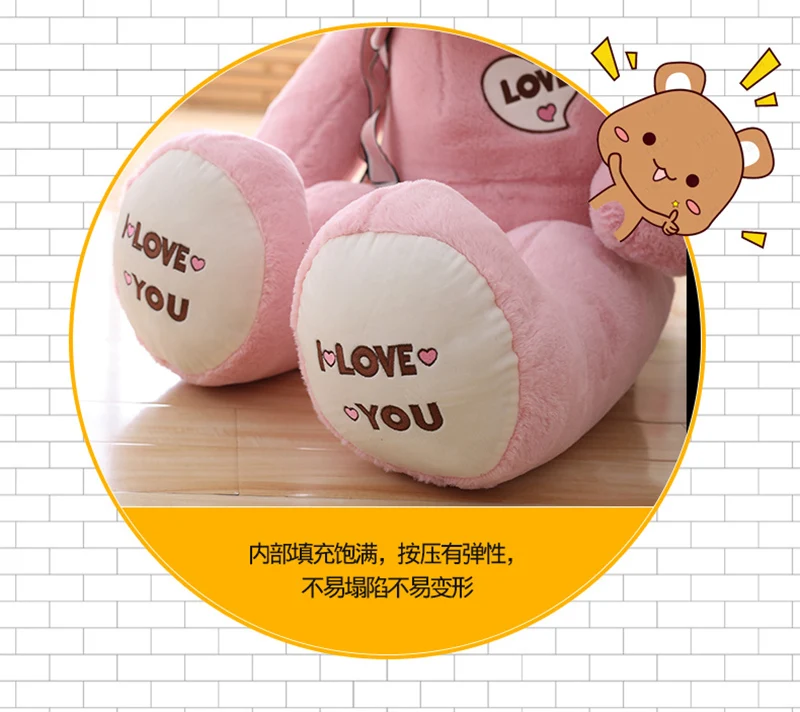 1 шт. большой плюшевый мишка I Love You, большая плюшевая игрушка, галстук-бабочка, плюшевый мишка, мягкий подарок на день Святого Валентина, День рождения, девочки, Brinquedos