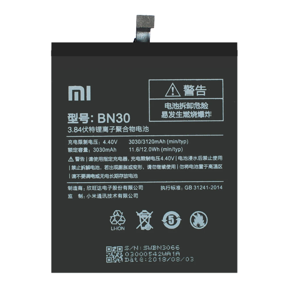 Xiao Mi 100% оригинал BN30 для Xiaomi Redrice Hongmi Redmi 4A реальная емкость перезаряжаемая