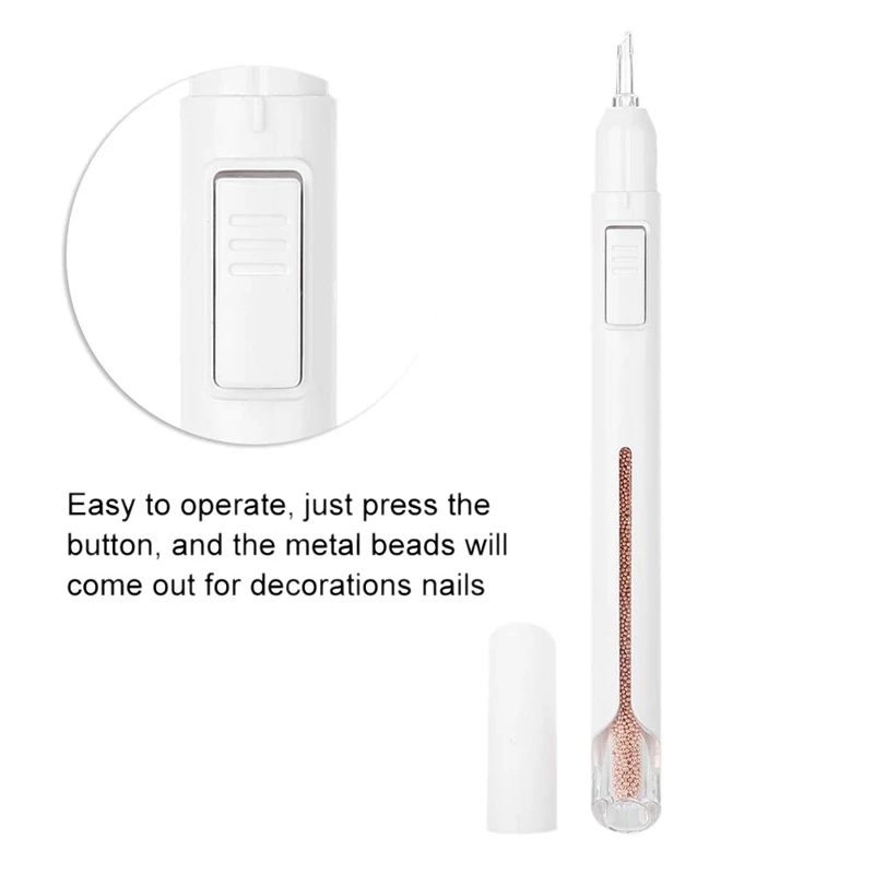 Ручка для дизайна ногтей разные размеры золотые металлические драгоценные камни