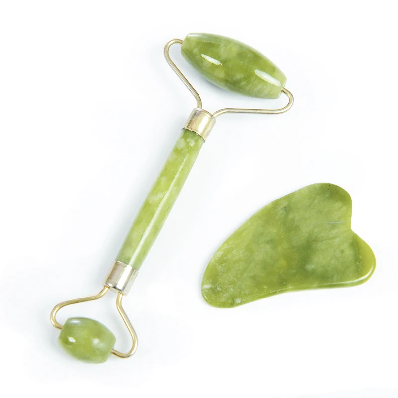 Натуральный нефритовый ролик Guasha скребок для кожи бриллиантовый камень лица